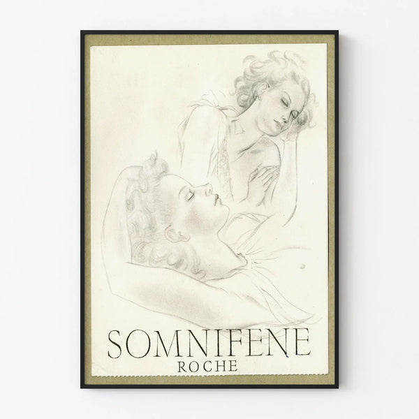 Vintage Poster Somnifene Roche - Illustration of Dream and Gentle Calm