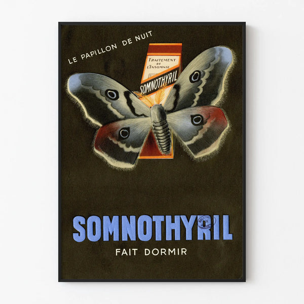 Vintage poster Somnothyril Night Butterfly - Retro wall decoration