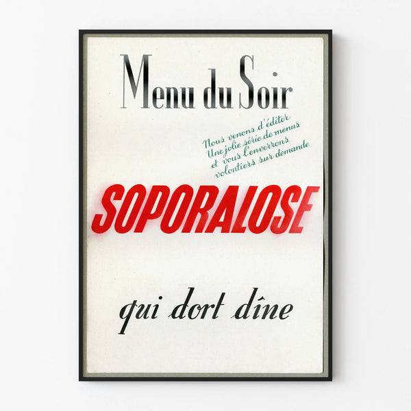 Vintage poster Evening Menu Soporalose for wall decoration