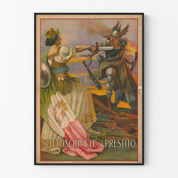 Vintage Italian Poster War Subscribe to the Loan