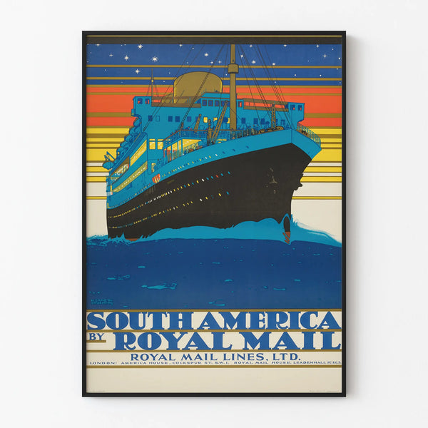Vintage South America Royal Mail Poster - Nautical Wall Decoration