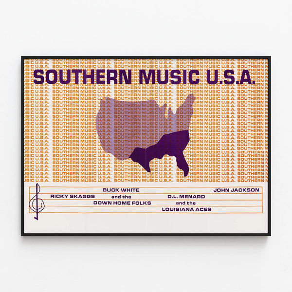 Decorative Poster Southern Music U.S.A. - Vintage Style Country and Folk Music — framed artwork on a wall