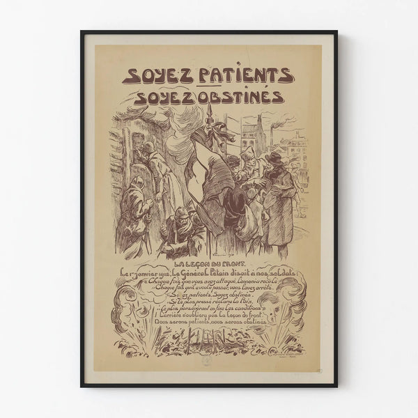 Vintage poster « Be patient, be persistent » inspiring wall decoration