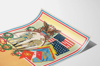 Vintage Military Poster of Soldiers and American Flags
