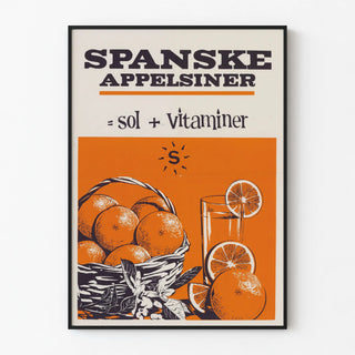 Vintage poster of Spanish oranges with vitamin C