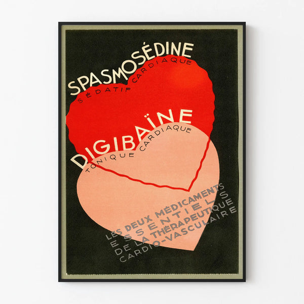 Vintage poster Spasmosedine and Digibaïne - Retro medical wall decoration