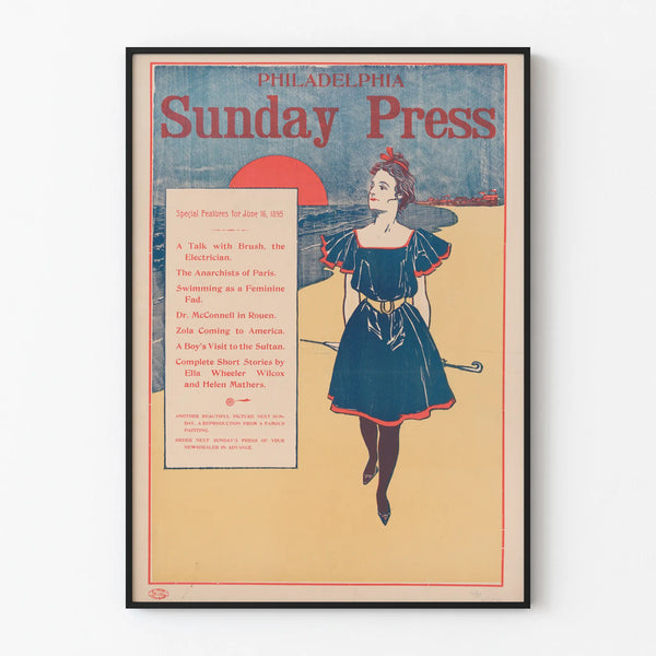 Vintage Philadelphia Sunday Press 1895 Poster - Retro Wall Decoration