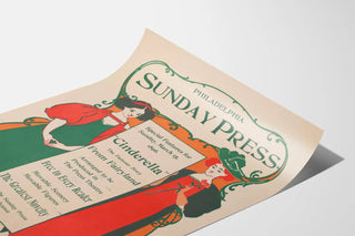 Vintage Poster Philadelphia Sunday Press - Cinderella Tale 1896