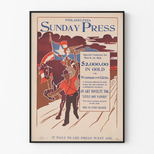Vintage Philadelphia Sunday Press 1896 Poster - Retro Wall Decoration