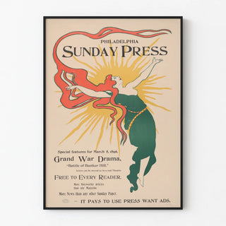 Vintage Poster Philadelphia Sunday Press 1896