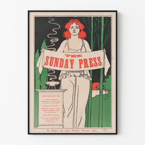 Vintage poster The Sunday Press 1895 for wall decoration