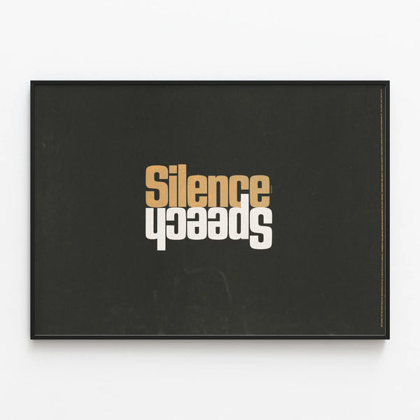 Poster Silence & Speech - Minimalist Wall Decoration — framed artwork on a wall