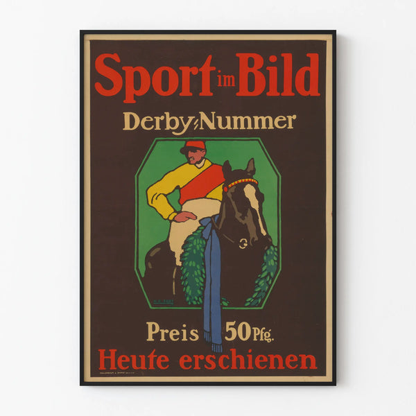 Vintage equestrian sport poster Derby at a price of 50 Pfennig