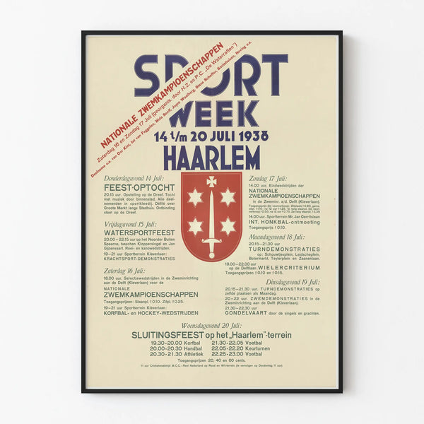 Vintage Poster Sport Week Haarlem 1938 - Retro Wall Decoration