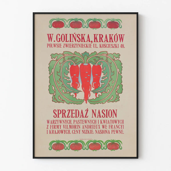 Vintage poster for vegetable seed sale in Kraków