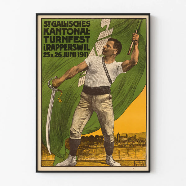 Vintage poster of the St. Gall Cantonal Gymnastics Festival 1911 Rapperswil
