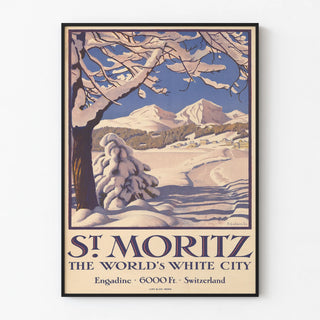 Vintage Poster of St. Moritz, White City of Engadine