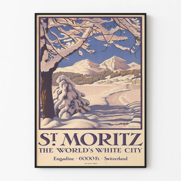 Vintage Poster of St. Moritz, White City of Engadine