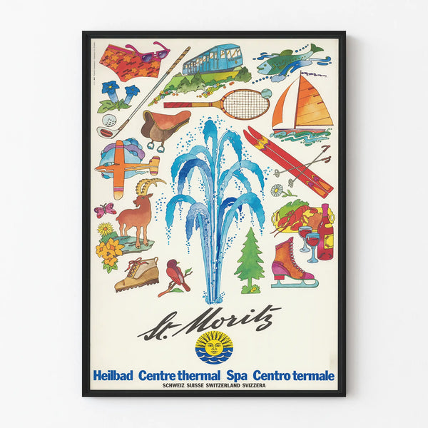 Vintage poster of Saint-Moritz spa and winter sports