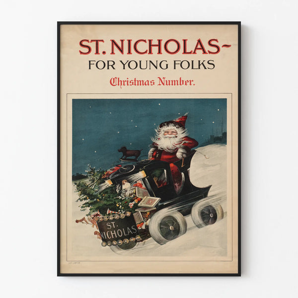 Vintage Saint Nicholas poster for Christmas wall decoration