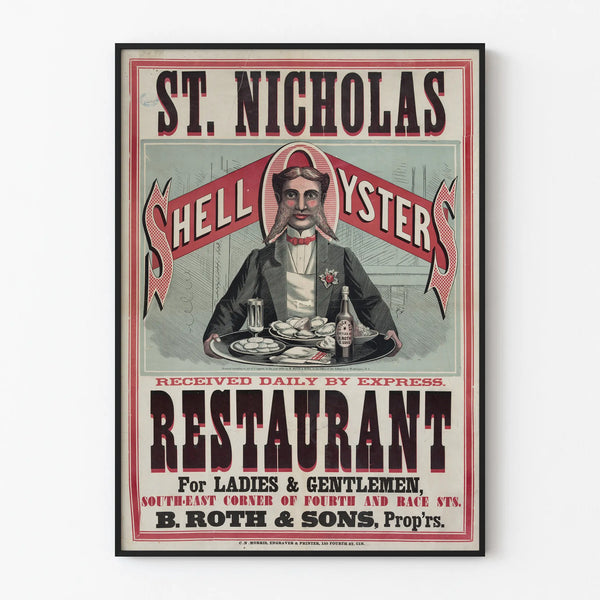 Vintage poster wall decoration St. Nicholas Shell Oysters Restaurant