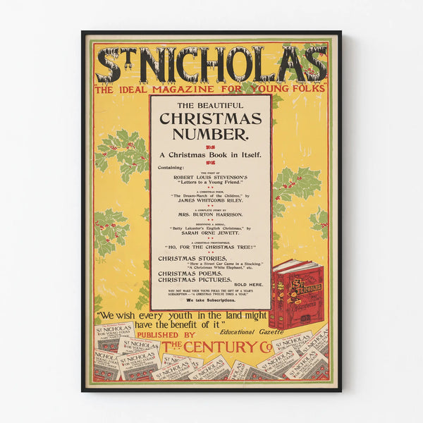 Vintage St Nicholas Christmas Number Poster for Wall Decoration