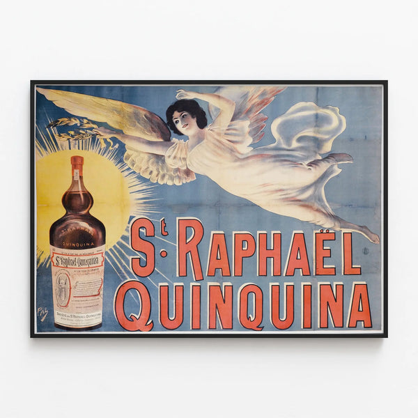 Vintage Saint Raphaël Quinquina poster for retro wall decoration — framed artwork on a wall