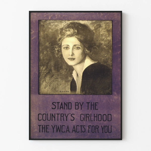 Vintage poster of a young girl and message Y.W.C.A.