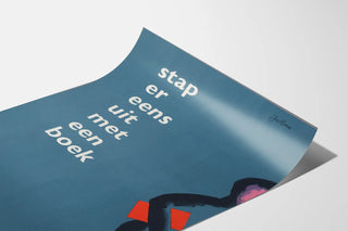 Blue Wall Poster 'Stap Er Eens Uit Met Een Boek' by Jan Bons