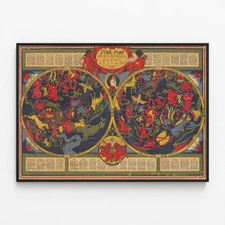 Vintage Star Map Poster of the Constellations — framed artwork on a wall