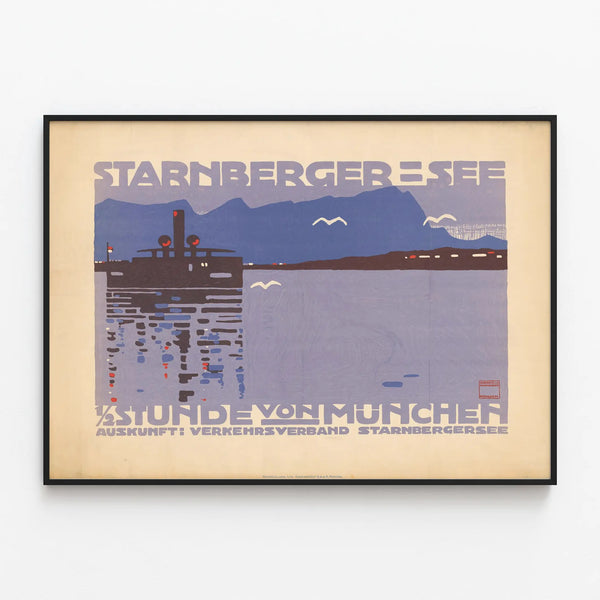 Vintage Poster of Lake Starnberg - Wall Decoration Inspired by the Bavarian Lake — framed artwork on a wall