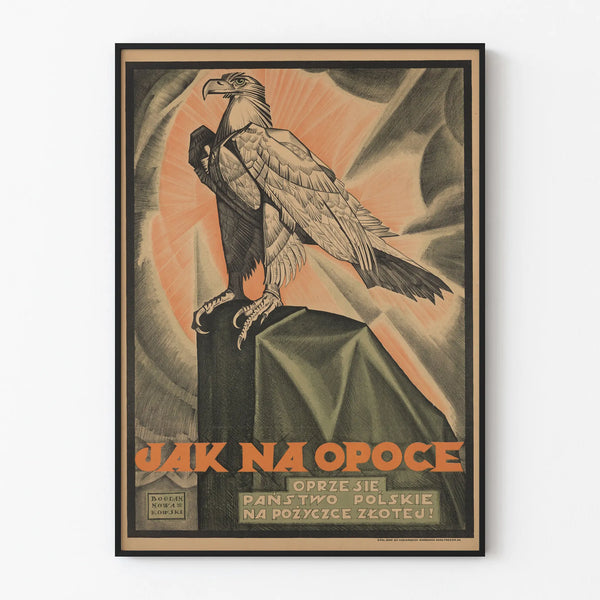 Vintage patriotic poster with eagle on stone