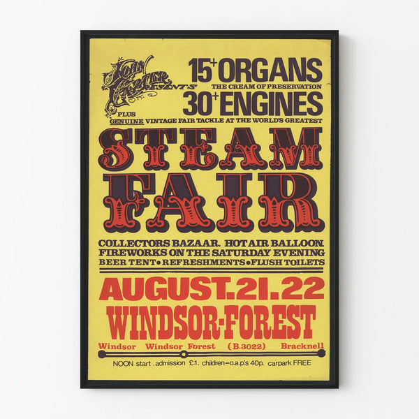 Vintage Steam Fair Poster Windsor Forest August 21-22