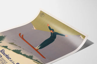 Vintage Snow Sports Poster of the Alps and Jura