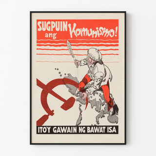Vintage Poster Stop Communism in Filipino