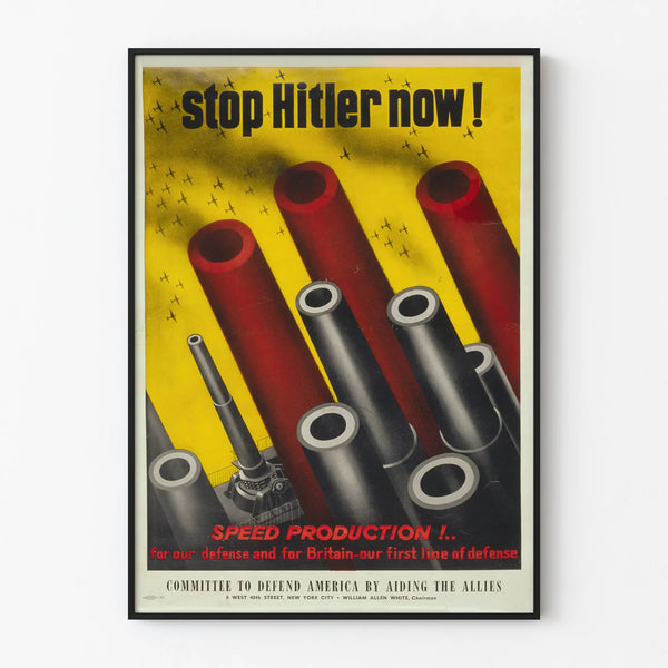 Vintage War Poster Stop Hitler Now - Historical Wall Decoration