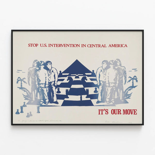 Poster Stop U.S. Intervention in Central America — framed artwork on a wall