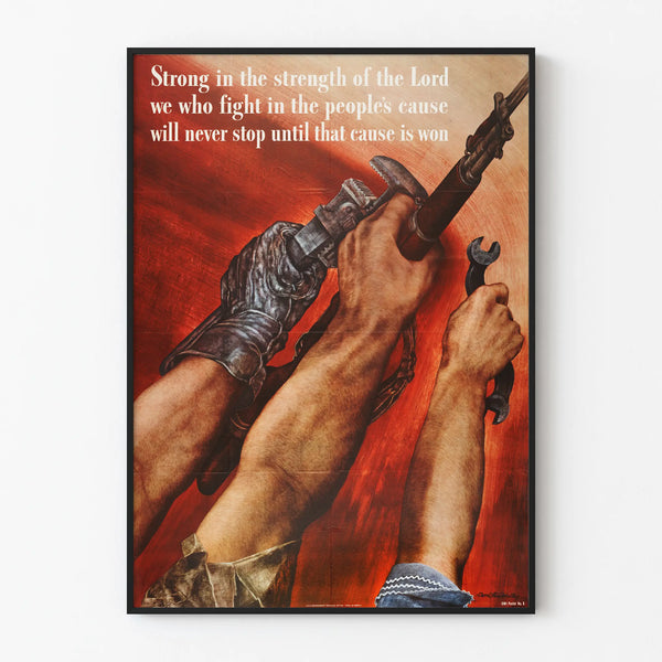 Vintage poster of wrestling and strength with inspiring quote