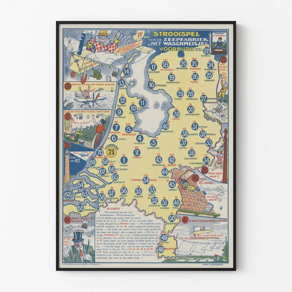 Vintage Board Game Poster Strooisel Soap Factory The Washer Girl
