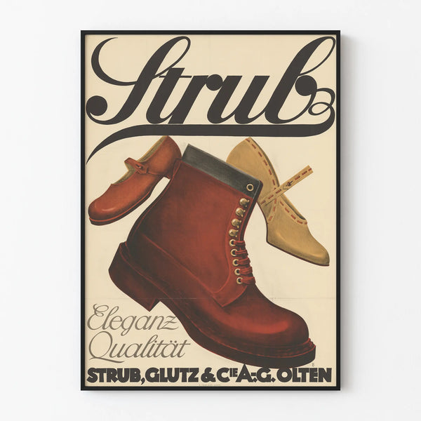 Vintage poster Strub Shoes - elegance and quality in wall decoration