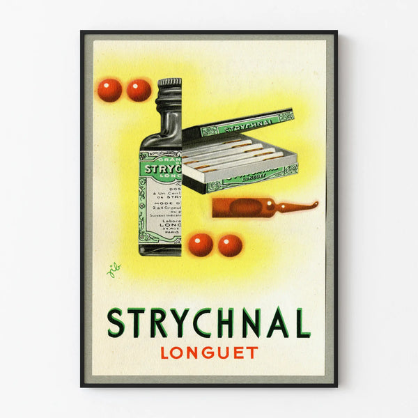 Vintage Strychnal Longuet poster for wall decoration