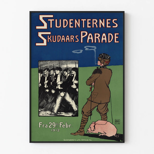 Vintage Poster of the Studenternes Skudaars Parade 1912 - Retro Wall Decoration
