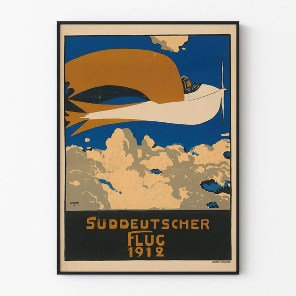Vintage Poster Süddeutscher Flug 1912 - Wall Decoration Aviation