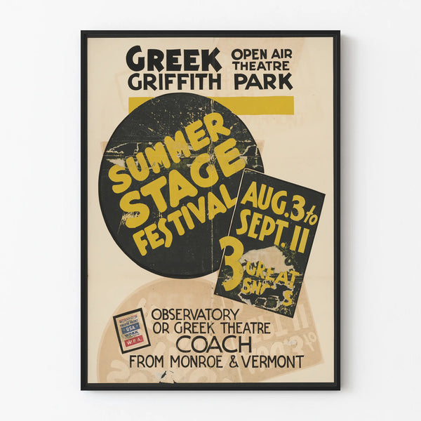 Summer Stage Festival Poster for Vintage Wall Decoration