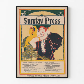 Vintage Poster Sunday Press Philadelphia 1896