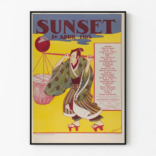 Vintage Sunset Magazine Poster April 1903 Japanese Style