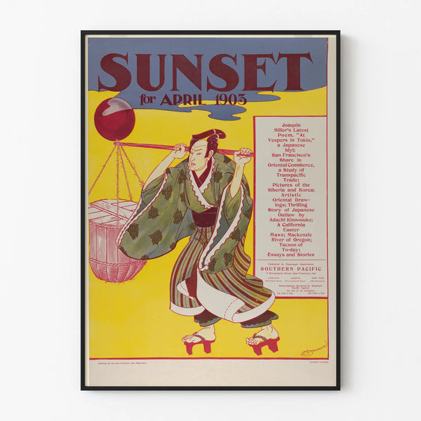 Vintage Sunset Magazine Poster April 1903 Japanese Style