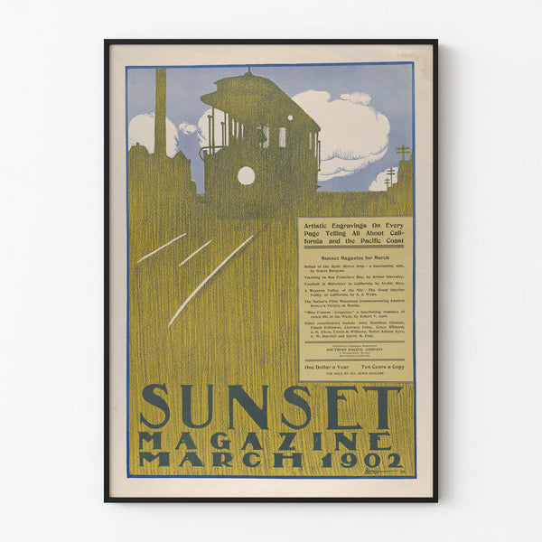 Vintage poster Sunset Magazine March 1902 - Retro wall decor train