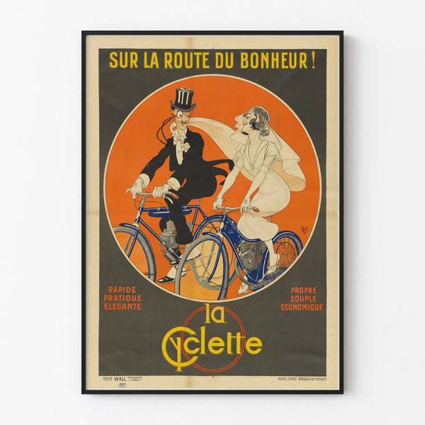 Vintage Poster La Cyclette Decorative Black and Orange