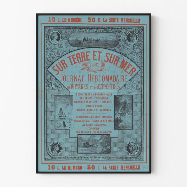 Vintage Poster On Land and On Sea - Weekly Journal of Travels and Adventures